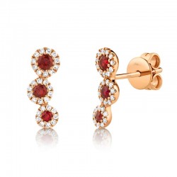 0.15ct Diamond and 0.25ct Ruby 14k Rose Gold Stud Earring