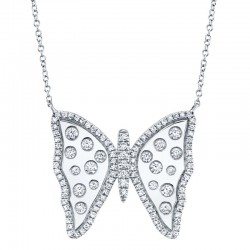 0.68ct 14k White Gold Diamond Butterfly Necklace