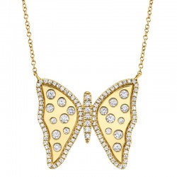 0.68ct 14k Yellow Gold Diamond Butterfly Necklace