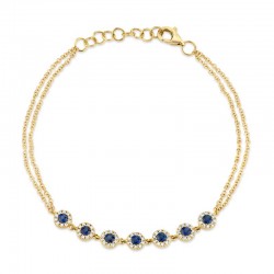 0.21ct Diamond & 0.53ct Blue Sapphire 14k Yellow Gold Diamond Bracelet