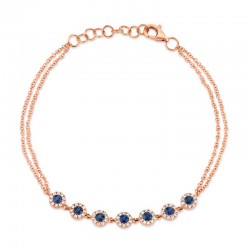 0.21ct Diamond & 0.53ct Blue Sapphire 14k Rose Gold Diamond Bracelet