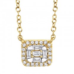 0.16ct 14k Yellow Gold Diamond Baguette Necklace