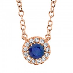 0.04ct Diamond & 0.14ct Blue Sapphire 14k Rose Gold Diamond Pendant