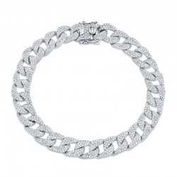3.19ct 14k White Gold Diamond Pave Chain Bracelet