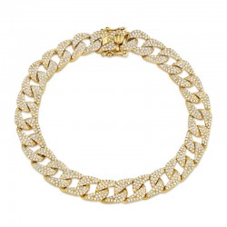 3.19ct 14k Yellow Gold Diamond Pave Chain Bracelet