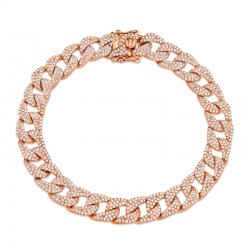 3.19ct 14k Rose Gold Diamond Pave Chain Bracelet