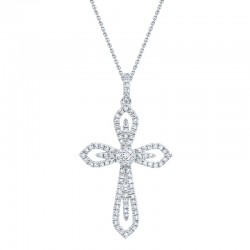 0.31ct 14k White Gold Diamond Cross Necklace