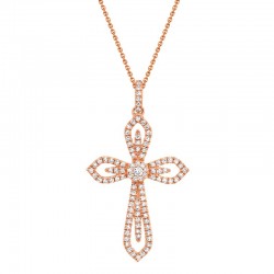 0.31ct 14k Rose Gold Diamond Cross Necklace