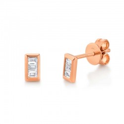 0.15ct 14k Rose Gold Diamond Baguette Stud Earring