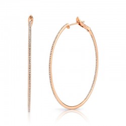0.66Ct 14k Rose Gold Diamond Hoop Earring