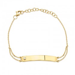 0.02ct 14k Yellow Gold Diamond Bar ID Bracelet