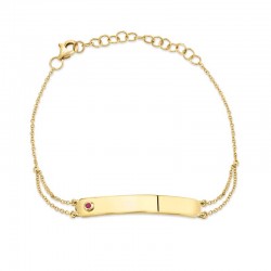 0.02ct 14k Yellow Gold Ruby Bar ID Bracelet