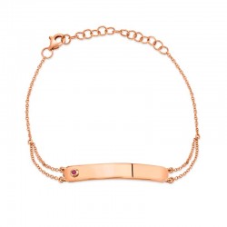 0.02ct 14k Rose Gold Ruby Bar ID Bracelet