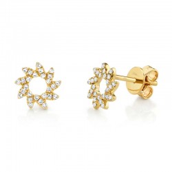 0.17ct 14k Yellow Gold Diamond Flower Stud Earring