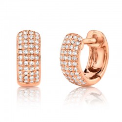 0.20ct 14k Rose Gold Diamond Pave Huggie Earring