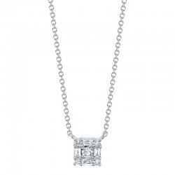 0.25ct 14k White Gold Diamond Baguette Necklace