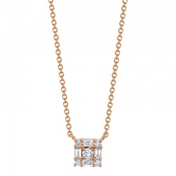 0.25ct 14k Rose Gold Diamond Baguette Necklace