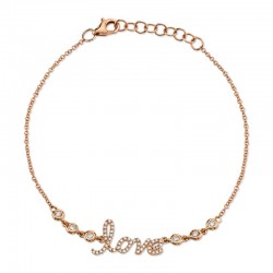 0.19ct 14k Rose Gold Diamond "Love" Bracelet