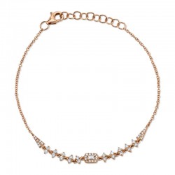 0.34ct 14k Rose Gold Diamond Baguette Bracelet