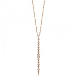 0.34ct 14k Rose Gold Diamond Baguette Necklace