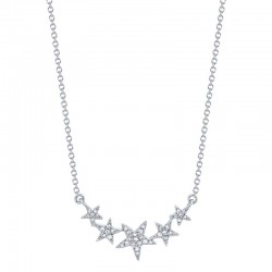 0.11ct 14k White Gold Diamond Star Necklace