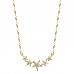 0.11ct 14k Yellow Gold Diamond Star Necklace