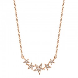 0.11ct 14k Rose Gold Diamond Star Necklace