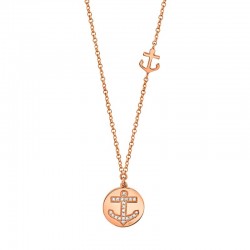 0.06ct 14k Rose Gold Diamond Anchor Disc Necklace