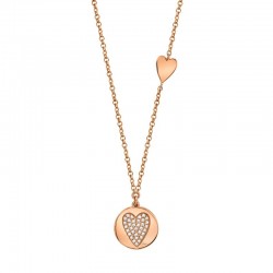 0.08ct 14k Rose Gold Diamond Pave Heart Disc Necklace