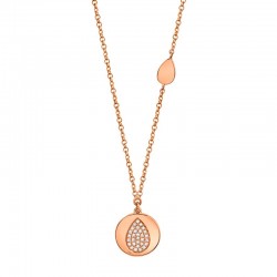 0.07ct 14k Rose Gold Diamond Pave Pear Disc Necklace
