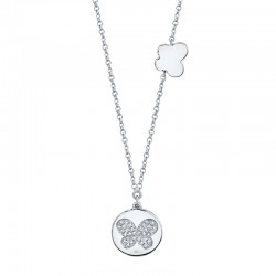 0.08ct 14k White Gold Diamond Pave Butterfly Disc Necklace