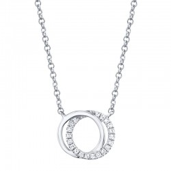0.07ct 14k White Gold Diamond Circle Necklace