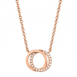 0.07ct 14k Rose Gold Diamond Circle Necklace