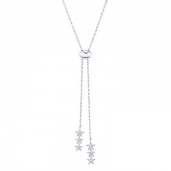0.12ct 14k White Gold Diamond Pave Star Bolo Necklace
