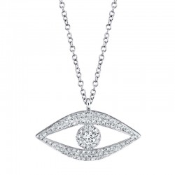 0.30ct 14k White Gold Diamond Eye Necklace