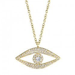 0.30ct 14k Yellow Gold Diamond Eye Necklace