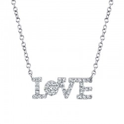 0.14ct 14k White Gold Diamond "Love" Necklace