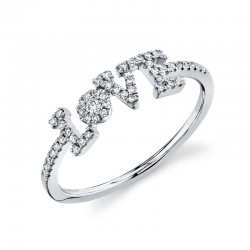 0.17ct 14k White Gold Diamond "Love" Ring