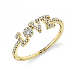 0.17ct 14k Yellow Gold Diamond "Love" Ring