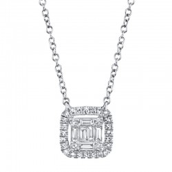 0.22ct 14k White Gold Diamond Baguette Necklace