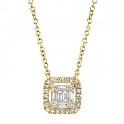 0.22ct 14k Yellow Gold Diamond Baguette Necklace