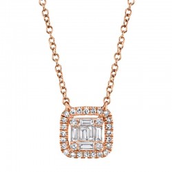 0.22ct 14k Rose Gold Diamond Baguette Necklace
