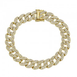 4.36ct 14k Yellow Gold Diamond Pave Chain Bracelet