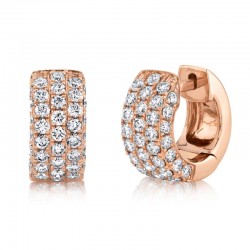 1.17ct 14k Rose Gold Diamond Pave Huggie Earring