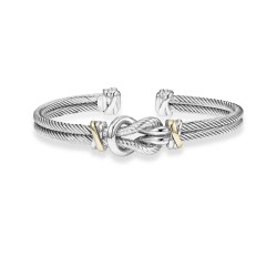 Italian Cable Hercules Knot Cuff Bracelet In Sterling Silver And 18K Gold