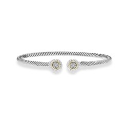 Italian Cable "Gemma" Diamond Cuff Bracelet In Sterling Silver And 18K Gold