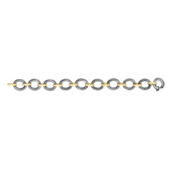 Silver And 18Kt Gold Italian Cable Large Link Bracelet