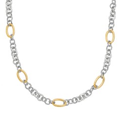 Silver And 18Kt Gold Italian Cable 18In Link Necklace