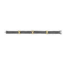 18Kt Gold And Silver 10Mm Tuscan Woven Bracelet With Three X Stations