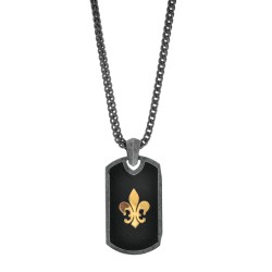 Silver And 18Kt Gold 21X41Mm Pendant With Fleur De Lis On 22In Chain